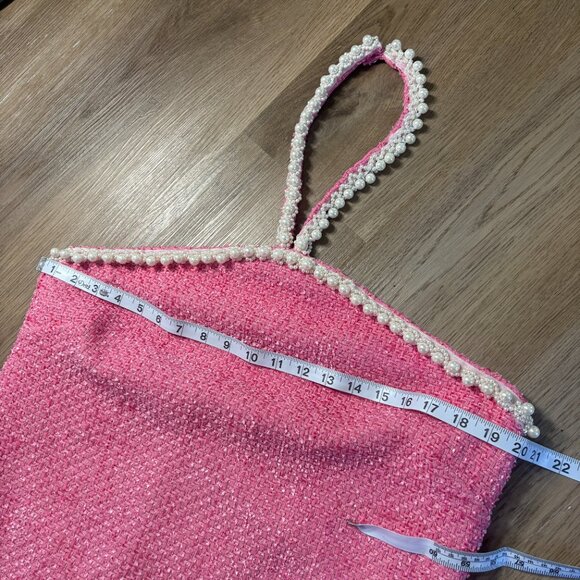 Tuckernuck Petra Mini Dress size XL Pink Tweed & Pearl Hyacinth House halter - Picture 9 of 14